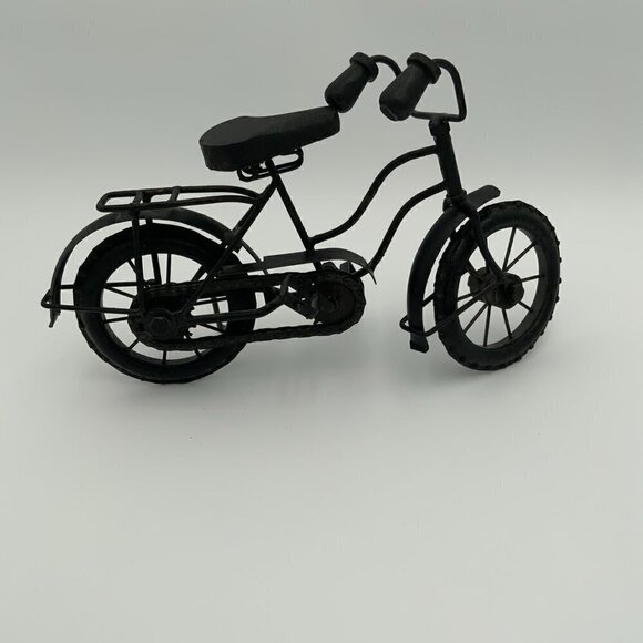 Vintage Black Mini Metal Bicycle Wood Handles And Seat 14 1/2" Home Decor - Picture 6 of 8